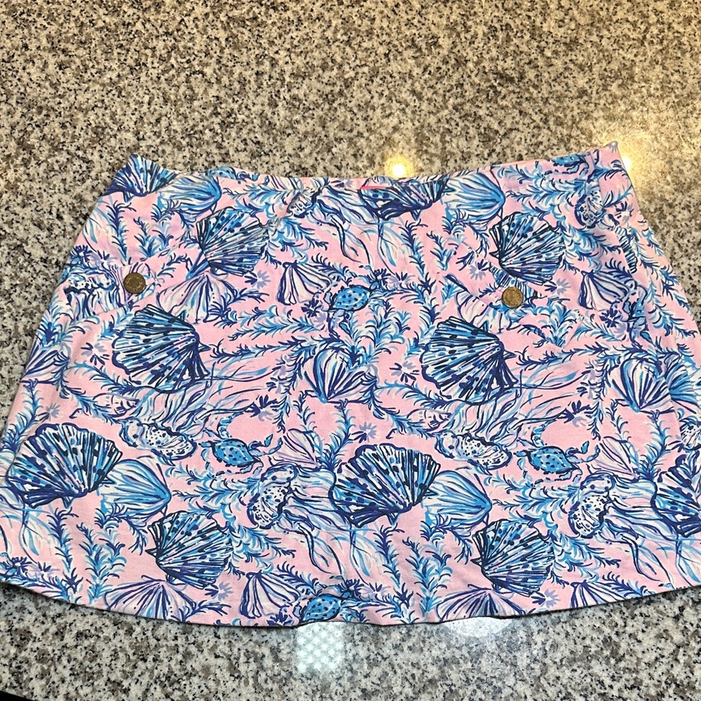 Lilly Pulitzer Pink and Blue Seashell Mini Skirt